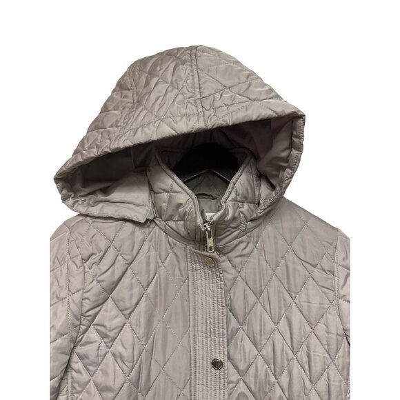 Michael Kors Anorak Women's Coat Quilted Jacket Tan Hooded Zip Size Small - Picture 4 of 13